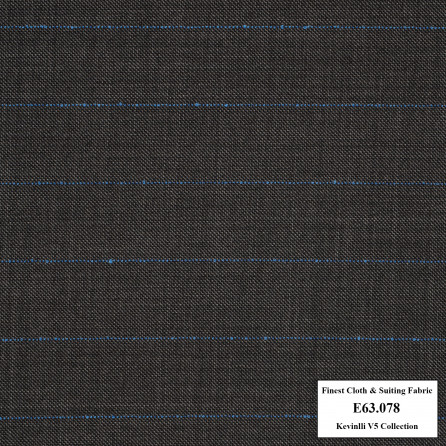 E63.078 Kevinlli V5 - Vải Suit 60% Wool - Xám đậm sọc xanh